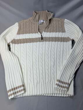 Vintage Y2k Tommy Hilfiger Jeans Quarter Zip Cable Knit Sweater Size L/G